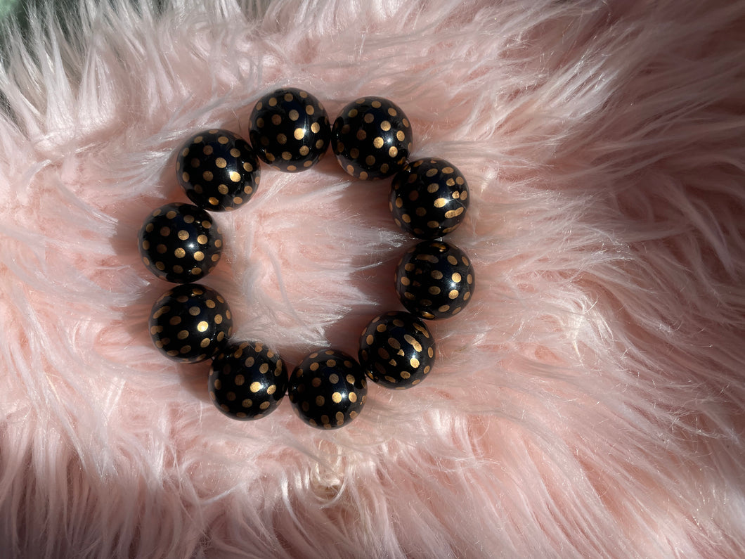 Black- Gold Polkadots Bracelet